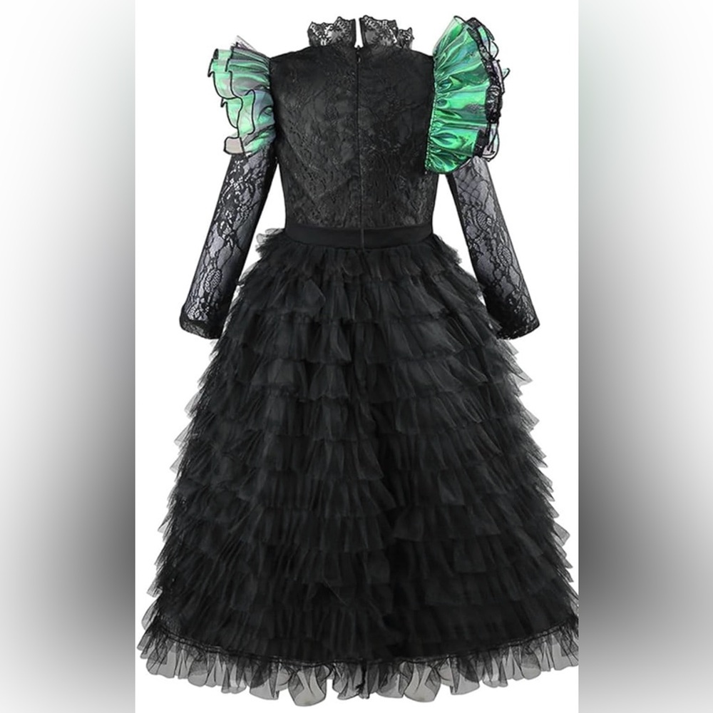 Black Lace Dress with Ruffled - Picture 2 of 3